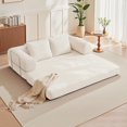 thumbnail image 1 of ATHOPE 78.7" Folding Convertible Sofa Bed, Oversized Corduroy Upholstered Boneless Couch, Loveseat Sleeper with Pull Out Bed, Floor Sofa Modular Futon Couch for Living Room Bedroom Lounge, Beige, 1 of 9