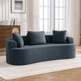 thumbnail image 1 of ATHOPE 86" Curved Cloud Couch, Boneless Sofa for Small Space, Plush Teddy Fabric Modern Couch with 3 Throw Pillows, Comfy Floor Love Seat for Living Room, Bedroom, Blue, 1 of 8
