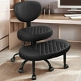thumbnail image 1 of ATHOPE Cross Legged Office Chair, Leather Erogonomic ADHD Chair with Wheels, Height Adjustable Criss Cross Desk Chair with Back Support, 360°Swivel Kneeling Chair for Meditation, Black, 1 of 9
