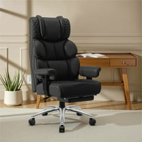 ATHOPE Leather Office Chair, Executive Big and Tall Office Chair with High Back and Wheels, Ergonomic Comfy Desk Chair, Adjustment Computer Chair with Padded Arms, 360°Swivel Free, Black