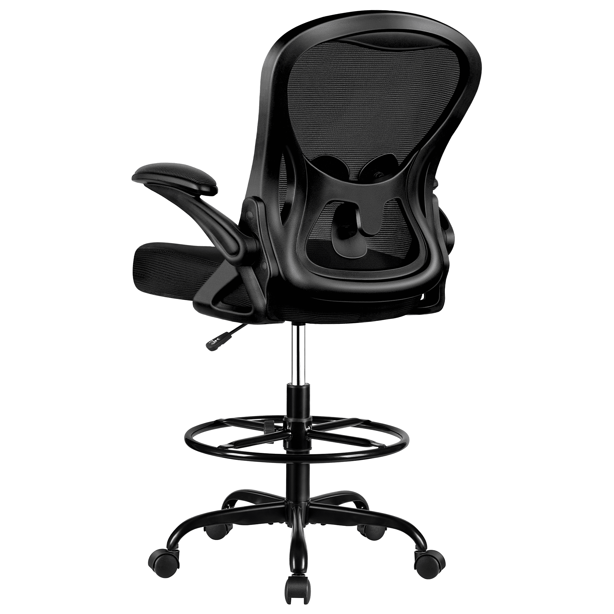 ATHOPE Ergonomic Office Chair, Mesh Desk Chair with Lumbar Support, Tall Office Chair with Flip-Up Armrests and Footrest Ring, Adjustable Computer Chair for Standing Desk Home Office, Black
