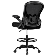 ATHOPE Drafting Chair Tall Office Chair with Flip-Up Armrests, Height Adjustable Ergonomic Computer Standing Desk Chair with Lumbar Support and Footrest Ring, Black