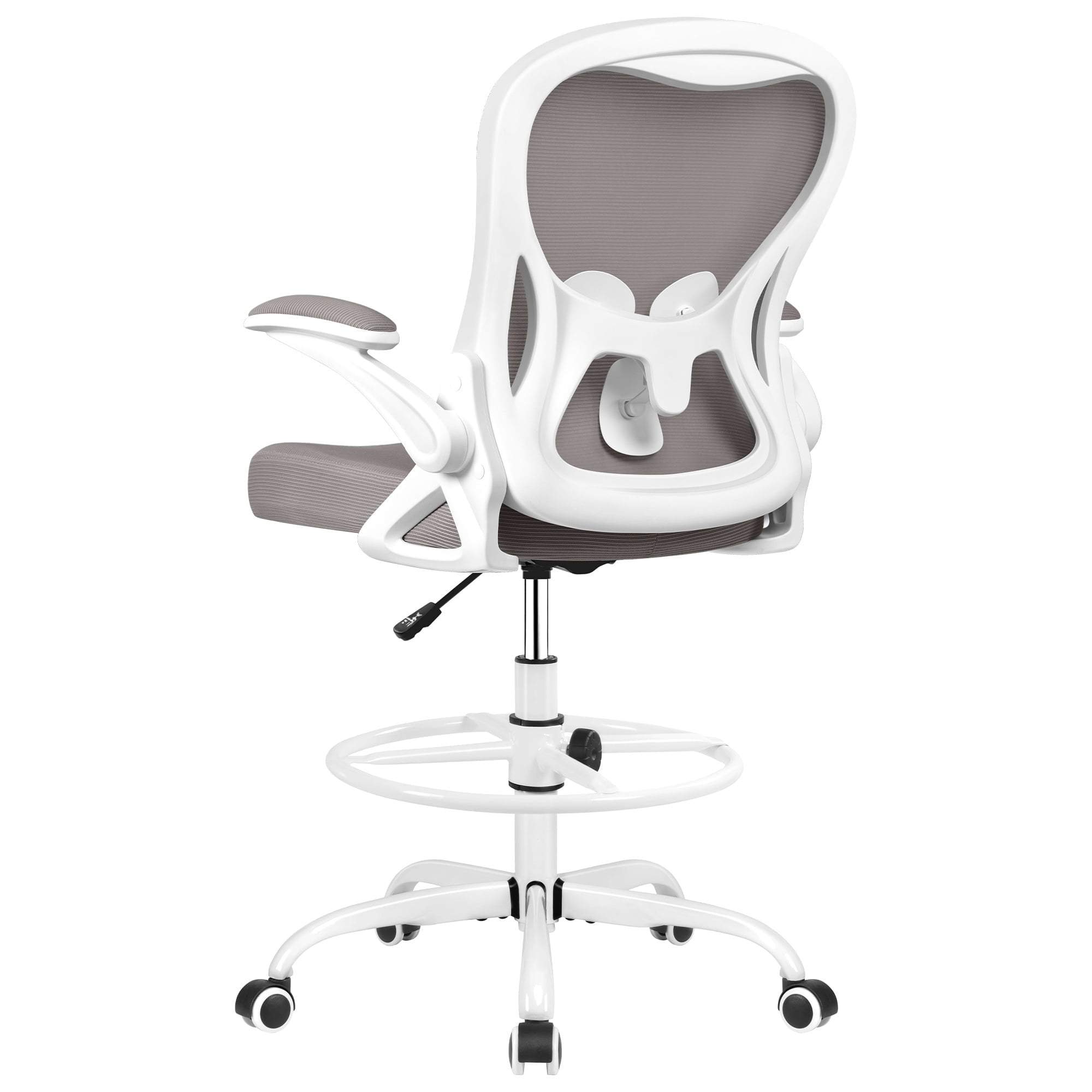 ATHOPE Ergonomic Office Chair, Mesh Desk Chair with Lumbar Support, Tall Office Chair with Flip-Up Armrests and Footrest Ring, Adjustable Computer Chair for Standing Desk Home Office, Gray