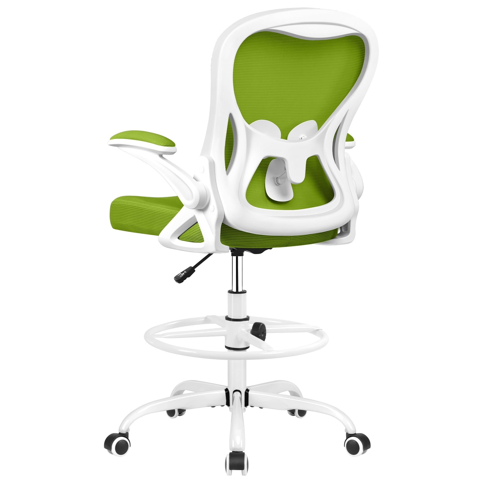 ATHOPE Ergonomic Office Chair, Mesh Desk Chair with Lumbar Support, Tall Office Chair with Flip-Up Armrests and Footrest Ring, Adjustable Computer Chair for Standing Desk Home Office, Green