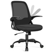 ATHOPE Office Chair, Ergonomic Desk Chair with Lumbar Support Adjustable Height Swivel Wheels Flip-up Arms Mesh Computer Gaming Chair for Home Office, Black