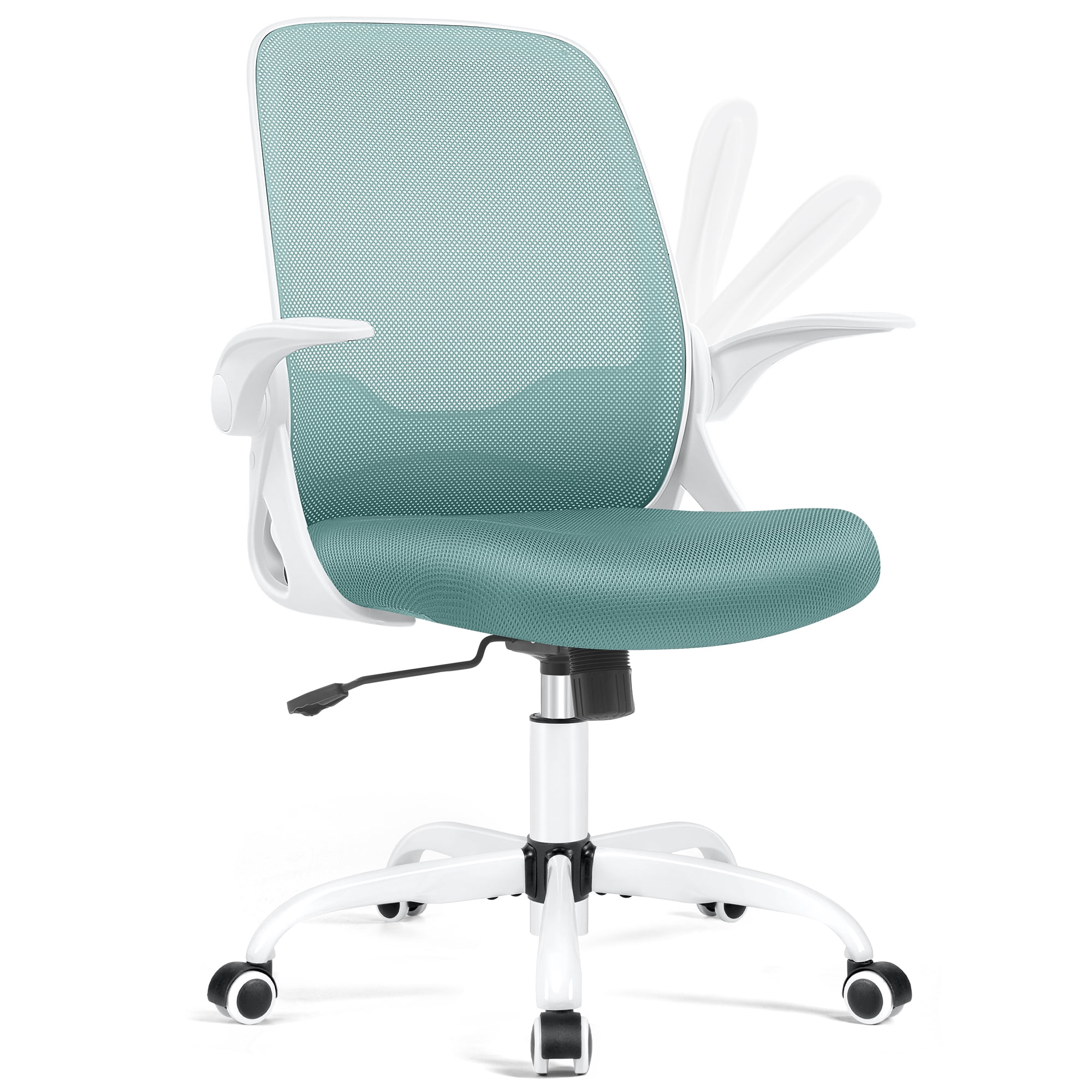 ATHOPE Office Chair, Ergonomic Desk Chair with Lumbar Support Adjustable Height Swivel Wheels Flip-up Arms Mesh Computer Gaming Chair for Home Office, Green