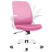 ATHOPE Office Chair, Ergonomic Desk Chair with Lumbar Support Adjustable Height Swivel Wheels Flip-up Arms Mesh Computer Gaming Chair for Home Office, Pink