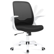 ATHOPE Office Chair, Ergonomic Desk Chair with Lumbar Support Adjustable Height Swivel Wheels Flip-up Arms Mesh Computer Gaming Chair for Home Office, White