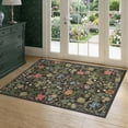 thumbnail image 1 of ATHOPE Floral 2x3 Area Rug, Machine Washable Rugs Soft Non Slip Low Pile Rugs for Living Room Bedroom Nursery Kitchen Dining Room Indoor, Small Floral Print Pattern Carpet, Dark Green, 1 of 8