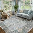 thumbnail image 1 of ATHOPE Floral 5x7 Area Rug, Machine Washable Rugs Soft Non Slip Low Pile Rugs for Living Room Bedroom Nursery Kitchen Dining Room Indoor, Large Floral Print Pattern Carpet, Blue, 1 of 8