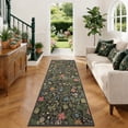 thumbnail image 1 of ATHOPE Floral 2x6 Area Rug, Machine Washable Rugs Soft Non Slip Low Pile Rugs for Living Room Bedroom Nursery Kitchen Dining Room Indoor, Floral Print Pattern Runner Carpet, Dark Green, 1 of 8