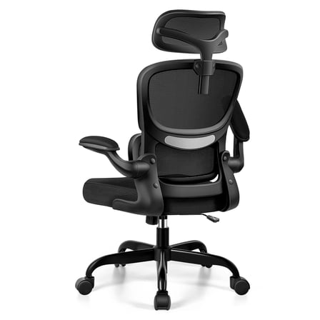 ATHOPE High Back Office Chair, Ergonomic Desk Chair with Adjustment Headrest Lumbar Support Armrests, Breathable Mesh Computer Chair, 360°Swivel Free, Black