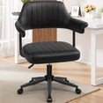 thumbnail image 1 of ATHOPE Home Office Chair, Executive Small Leather Office Chair, Desk Chair Comfy with Arms, Height Adjustable Swivel Computer Chair with Lumbar Support, Black, 1 of 8