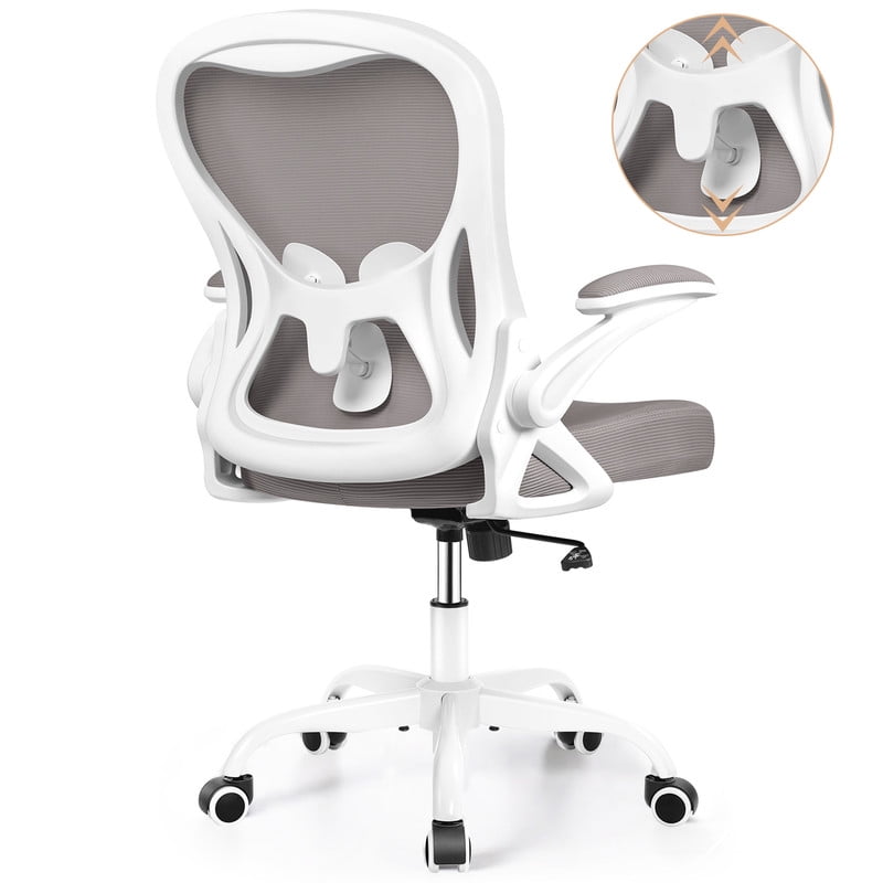ATHOPE Office Chair, Ergonomic Desk Chair with Flip Up Armrests, Height Adjustable Computer Chair with Lumbar Support, Gray