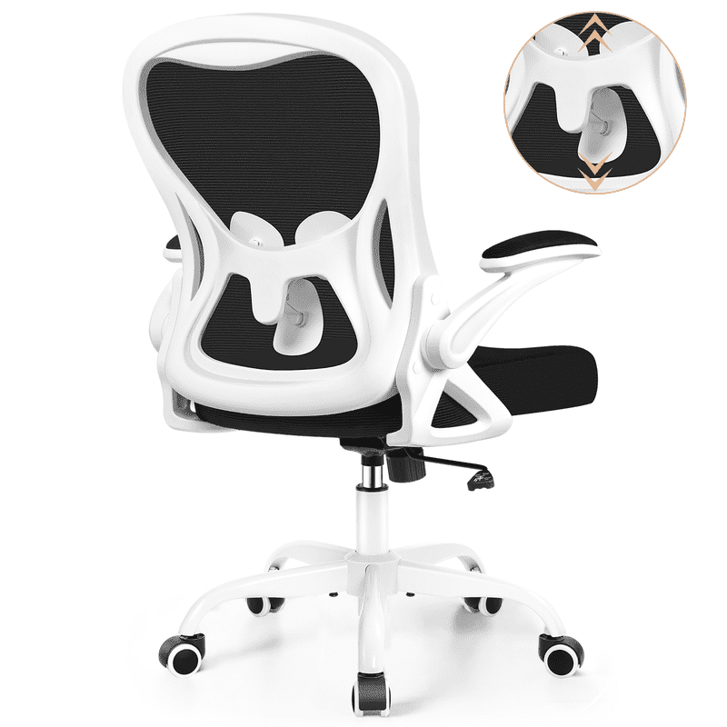 ATHOPE Office Chair, Ergonomic Desk Chair with Flip Up Armrests, Height Adjustable Computer Chair with Lumbar Support, White