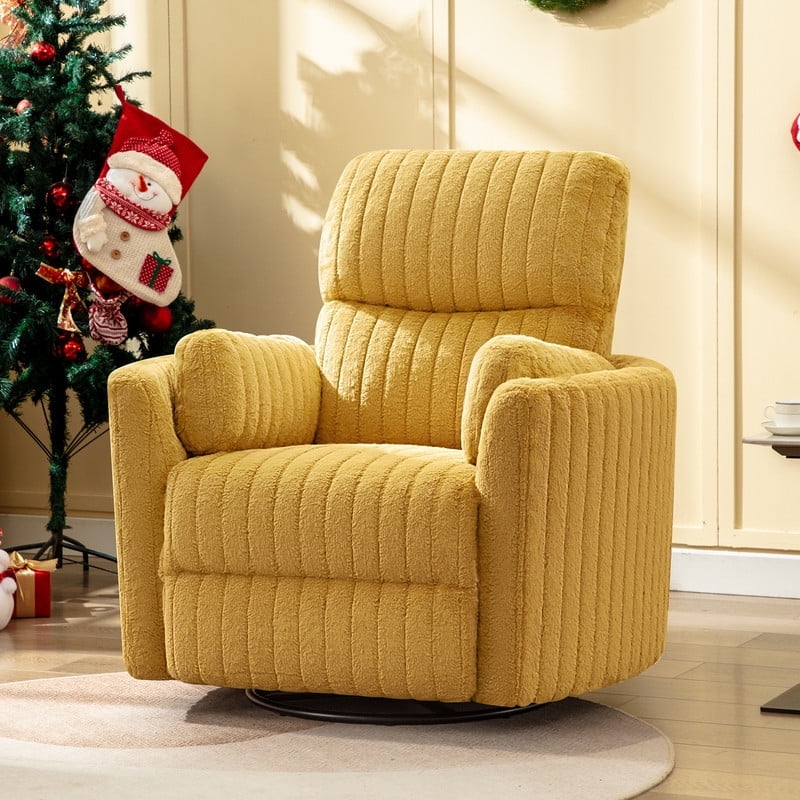 ATHOPE Powered Recliner Chair, Comfy Rocking Chair with USB Ports, Modern Velvet Swivel Glider Rocking Chair with High Back Deep Seat, for Living Room Small Space, Yellow