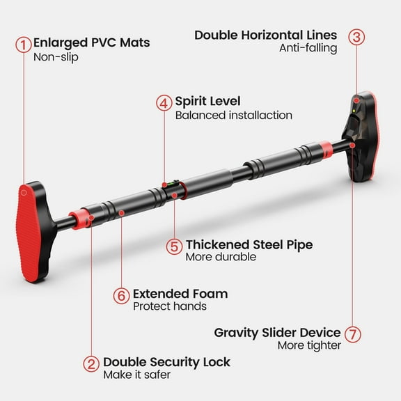 ATHSPO Pull Up Bar for Doorway, Adjustable Door Frame Pull Up and Chin Up Bar, Total Upper Body Workout Bar for Home Gym Workouts (installation distance27''-37'')