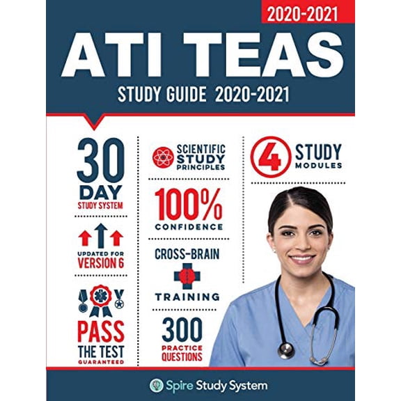 Pre-Owned ATI TEAS 6 Study Guide: Spire Study System and ATI TEAS VI Test Prep Guide with ATI TEAS Version 6 Practice Test Review Questions for the Test (Paperback) 1950159051 9781950159055