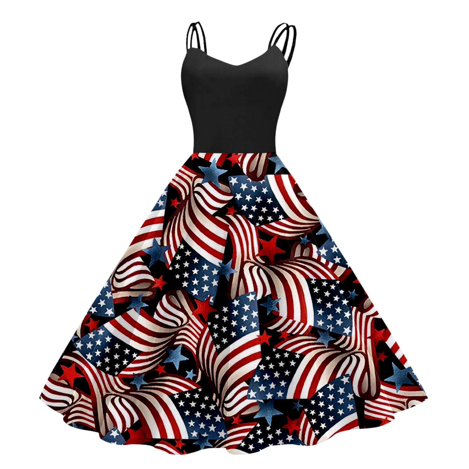 ATIENUBEE Cocktail Dresses for Women Vintage Spaghetti Strap Prints