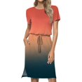 ATIENUBEE Dresses for Women Drawstring Printing Dress Summer Flowy Boho