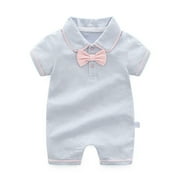 ATIENUBEE Baby Boys Onesies Bodysuit Bow Tie Short Sleeve Outsie Banquet Wedding Jumpsuit Clothes 0M-3M