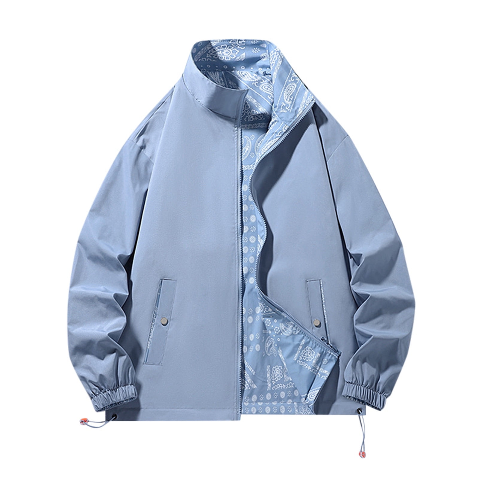 ATIENUBEE Jackets for Men Reversible Stand Collar Work Suit Loose