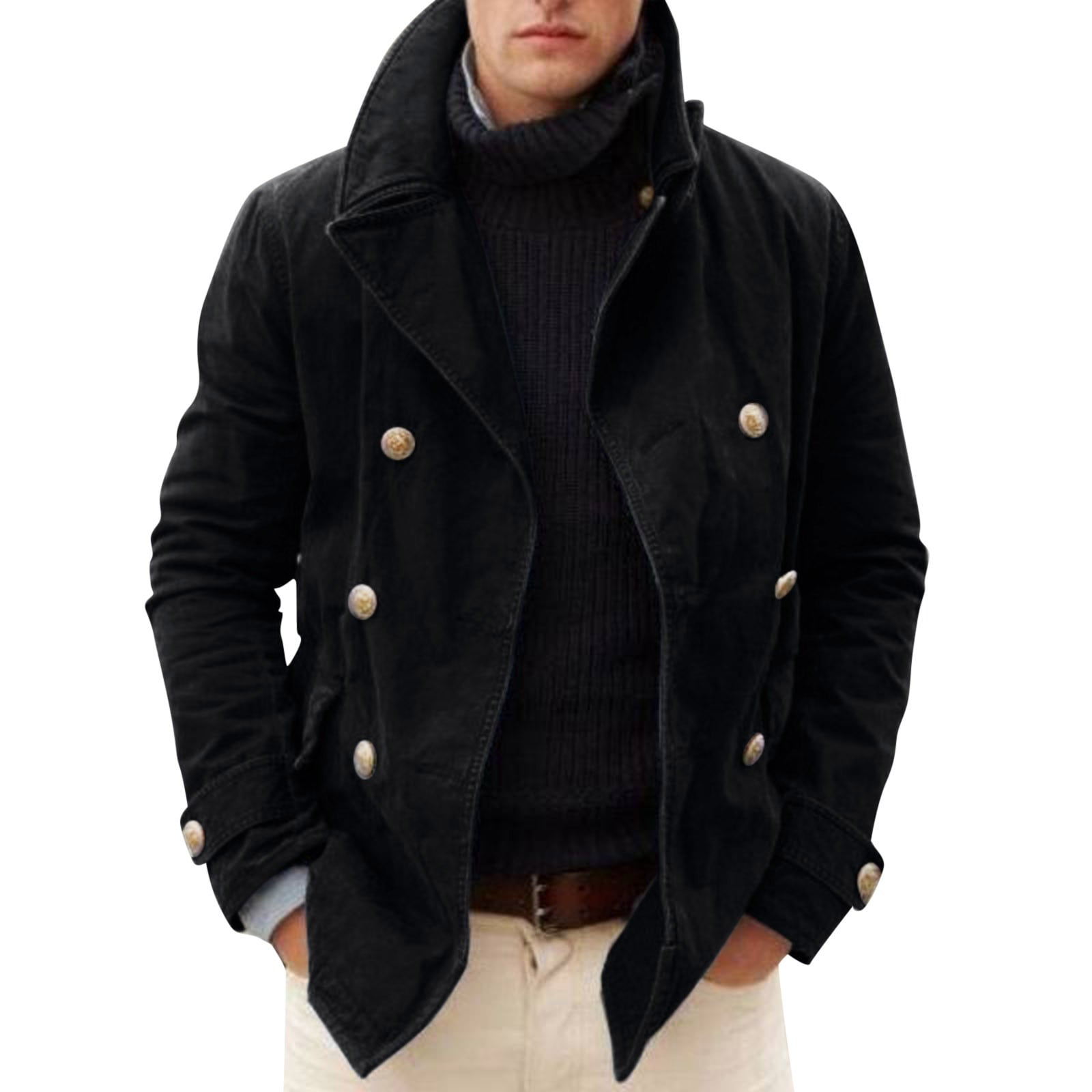 ATIENUBEE Jackets for Men Solid Color Open Jacket Casual Coat Outerwear ...