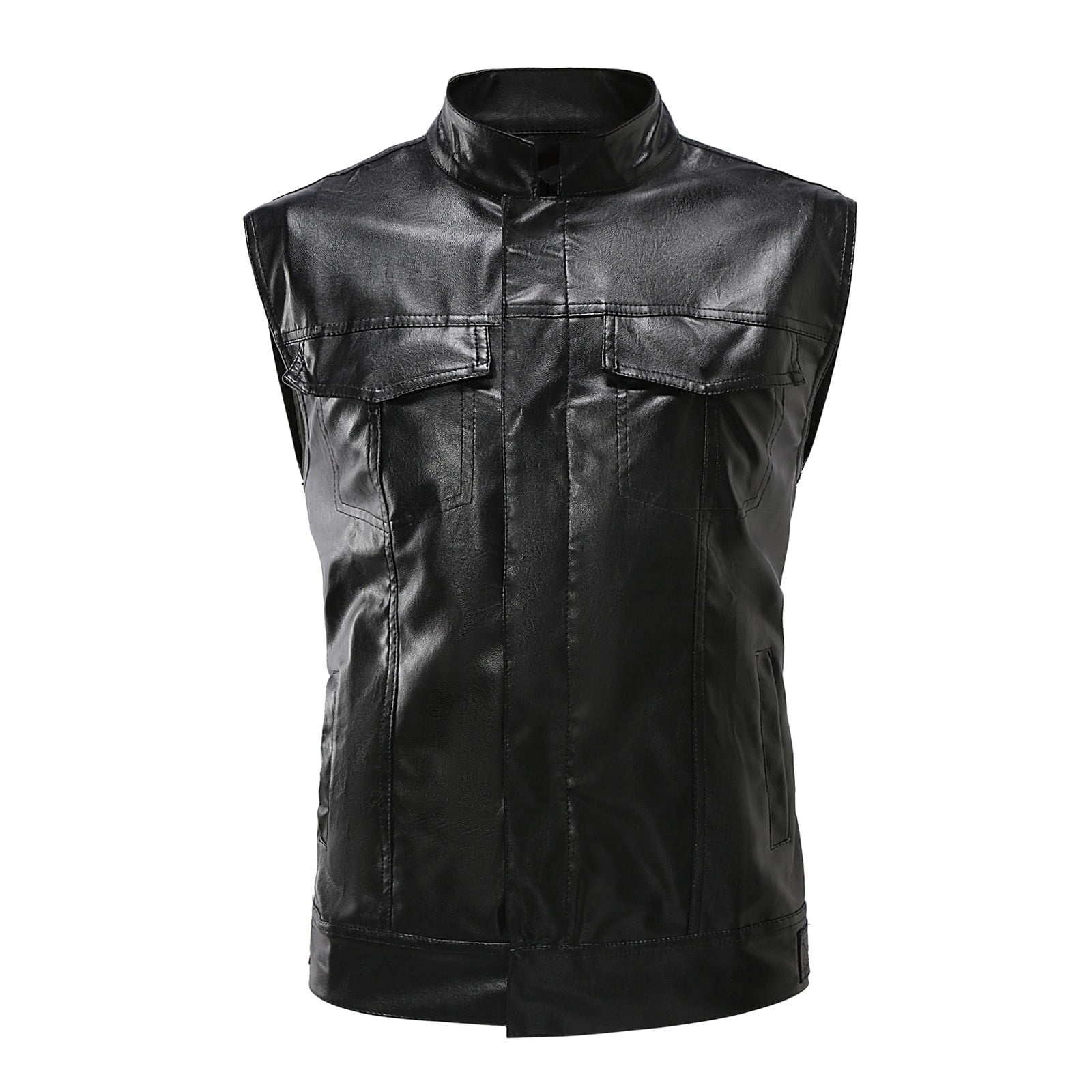 ATIENUBEE Leather Vest for Men Male Zipper Trendy Fashionable Cool and