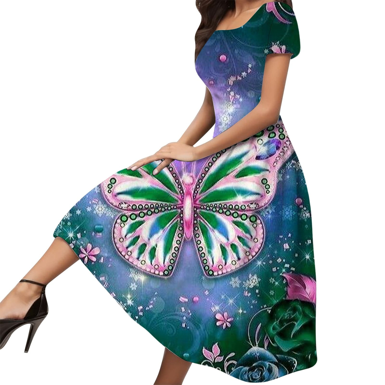 ATIENUBEE Short Sleeve Dresses for Women Spring/Summer Fashion Elegant