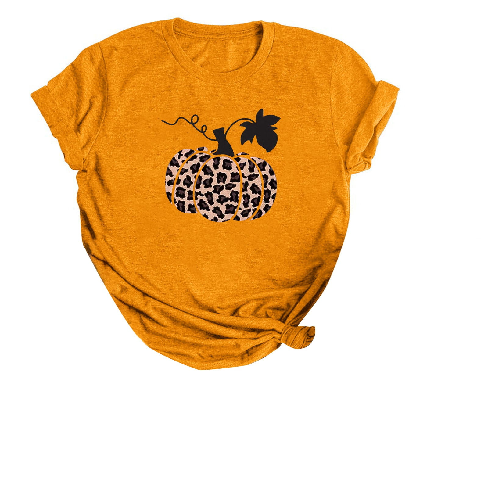 ATIENUBEE Short Sleeve Graphic Tees for Women Pumpkin Print Fall T