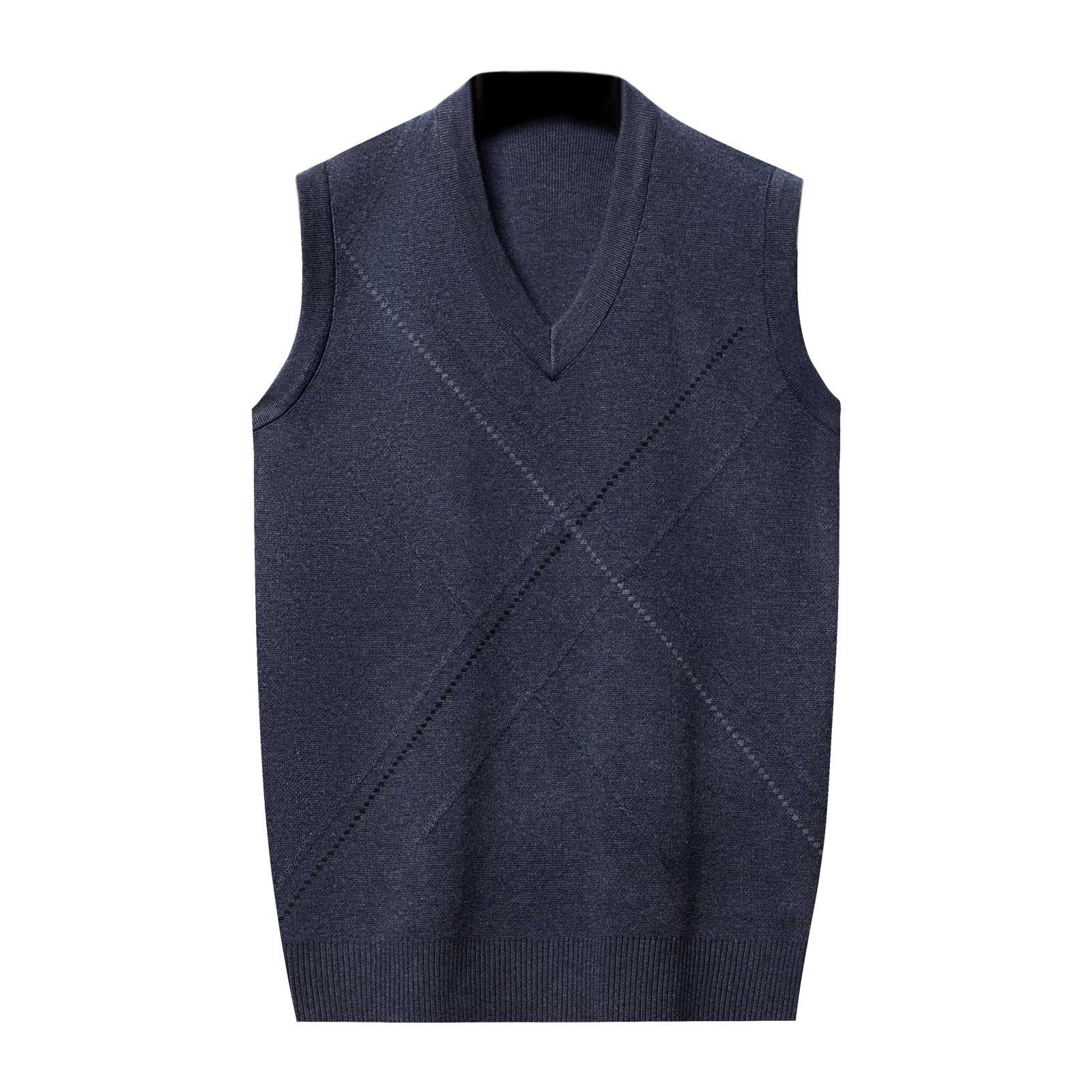 ATIENUBEE Sweater Vest for Men Male V Neck Knitted Vests Sleeveless