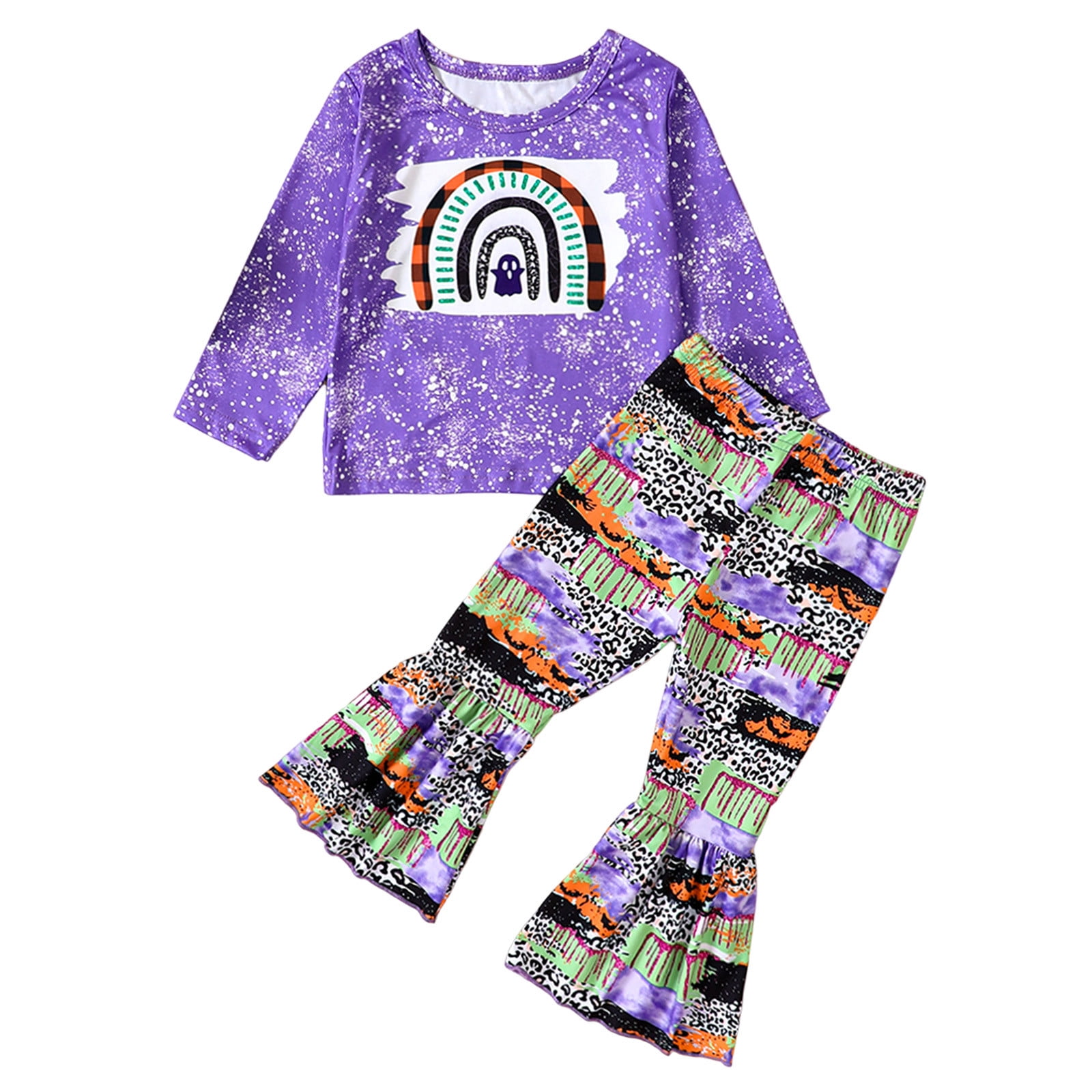 ATIENUBEE Toddler Girls Flare Pants Clothing Set Kids Girl Long Sleeve