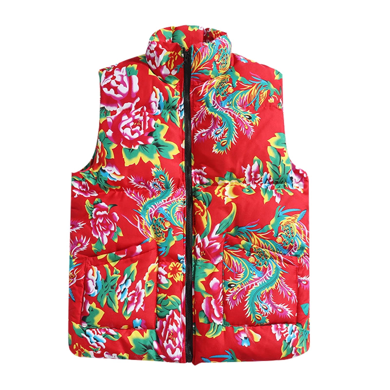 ATIENUBEE Vest for Men Women Fashion Big Flower Leisure Large Size