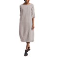 ATIENUBEE Women's Casual Dresses ElbowLength Sleeve Cotton Solid Color