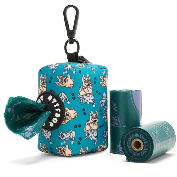 ATIFBOP Dog Waste Bag Dispenser with 30 Bags, Pet Poop Bag Holder Fits All Dog Leashes for Walking and Travel, Soft with Large Capacity, Sturdy Hook (Green)