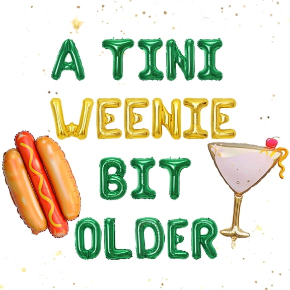 ATINIWEENIEBITOLDER Humorous Birthday Decorations Set - Funny Hot Dog & Cocktail Balloon Kit for Adult Parties