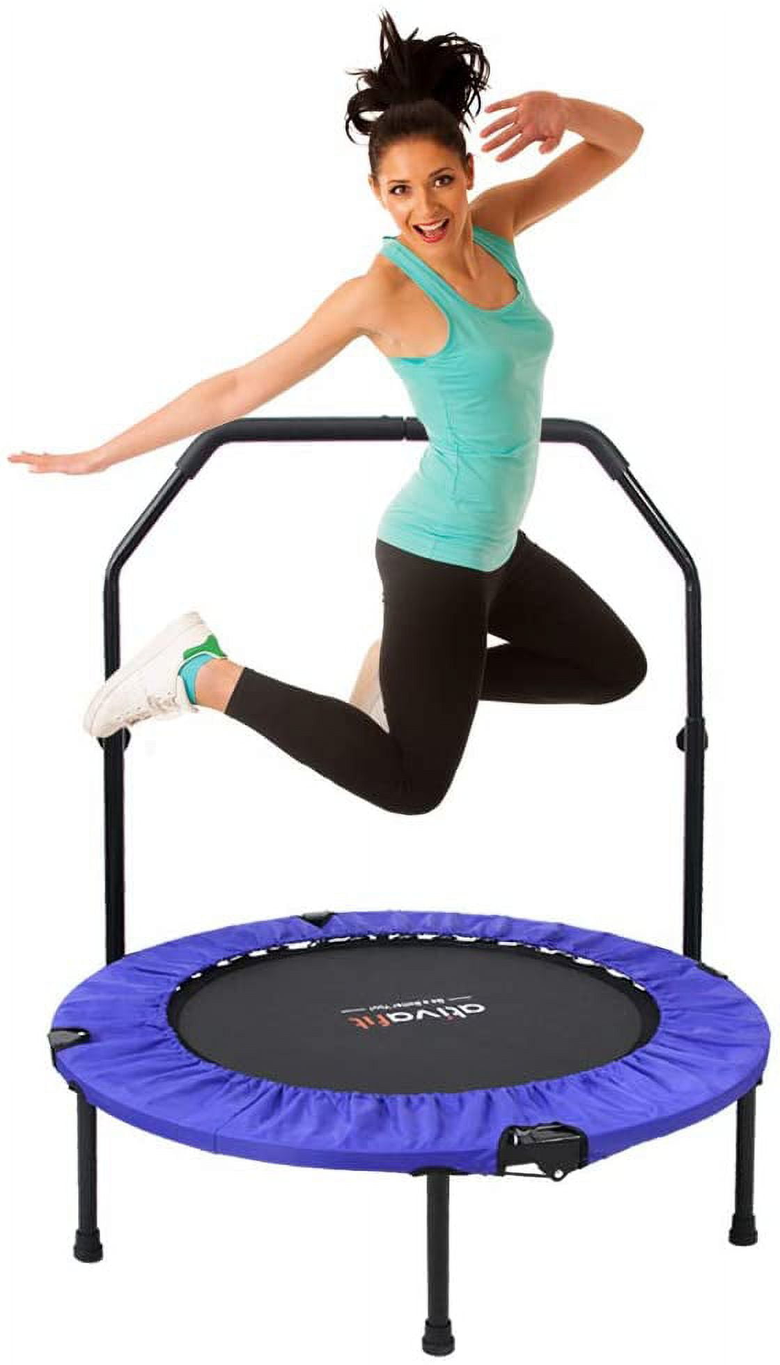 ATIVAFIT 40 Foldable Trampoline Mini Exercise Rebounder with Adjustable  Foam Handle Great for Body Fitness Training Indoor/Garden/Workout 