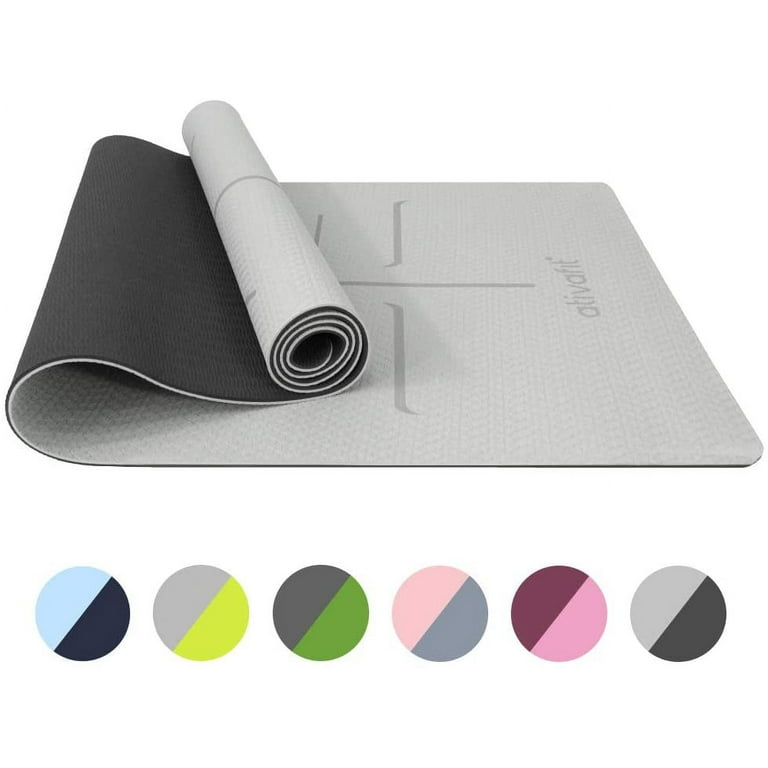 ATIVAFIT Non Slip TPE Yoga Mat Eco Friendly Exercise Workout Mat with Carrying Strap Types of Yoga Extra Large Exercise 72x24x0.24 Inch Walmart