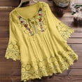 thumbnail image 1 of ATIXEL Fashion Women Summer Casual Tops V-Neck Bandage 3/4 Sleeve T-Shirts Blouse, 1 of 7