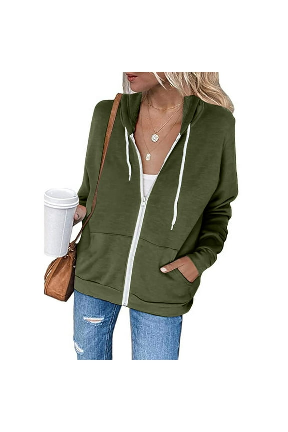 Fashion Womens Casual Hooded Slim Zipper Fleece Sweater Coats
