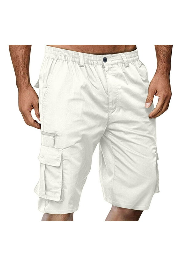 Men's Shorts Multi Pocket Cargo Pants Cropped Pants Loose Casual Pants Straight Leg Pants