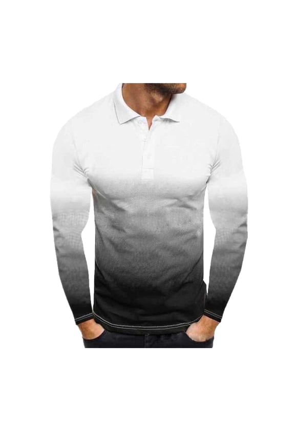 Men's Sweatshirts Printing Turn-Down Collar Pullover Casual Slim Fit Basic Long Sleeve T-Shirt Tops