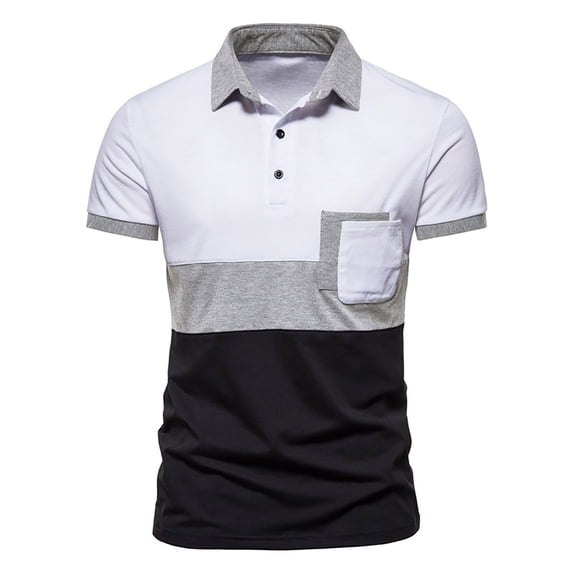 ATIXEL Mens T-Shirt Summer Casual Buttons Turn-Down Collar Short Sleeve Loose Shirt Tops