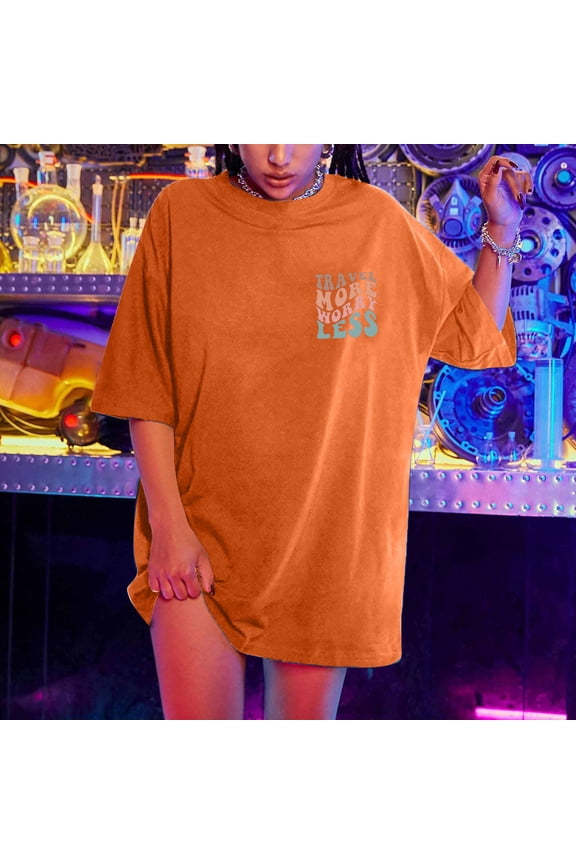 Oversized T Shirts For Women Plus Size Slogan Graphic Drop Shoulder Short Sleeve Tops Summer Loose Tees