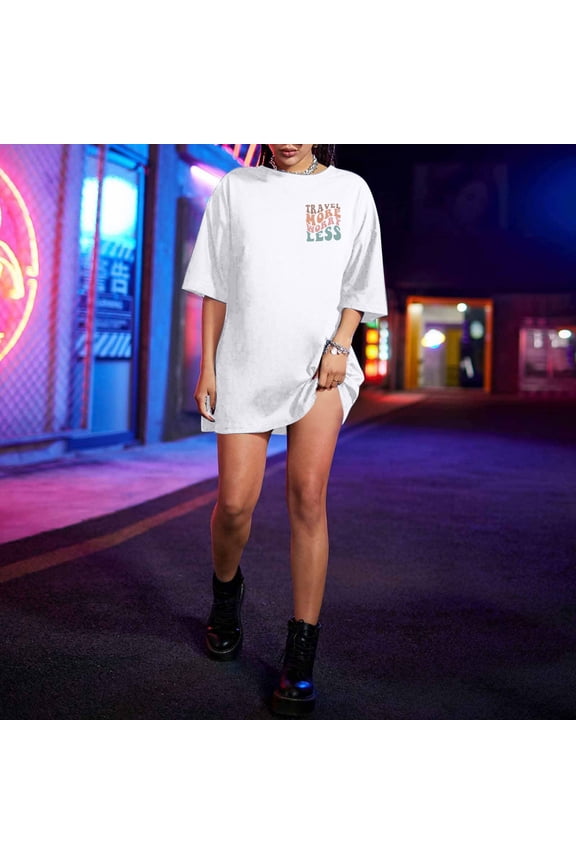Oversized T Shirts For Women Plus Size Slogan Graphic Drop Shoulder Short Sleeve Tops Summer Loose Tees