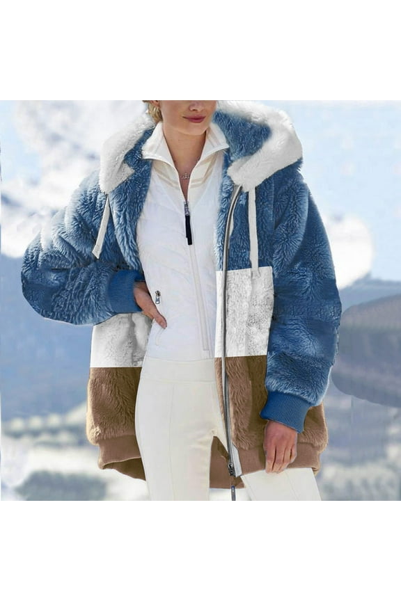 Plus Size Womens Coats Clearance Fashion Womens Warm Faux Coat Jacket Winter Zipper Long Sleeve Outerwear