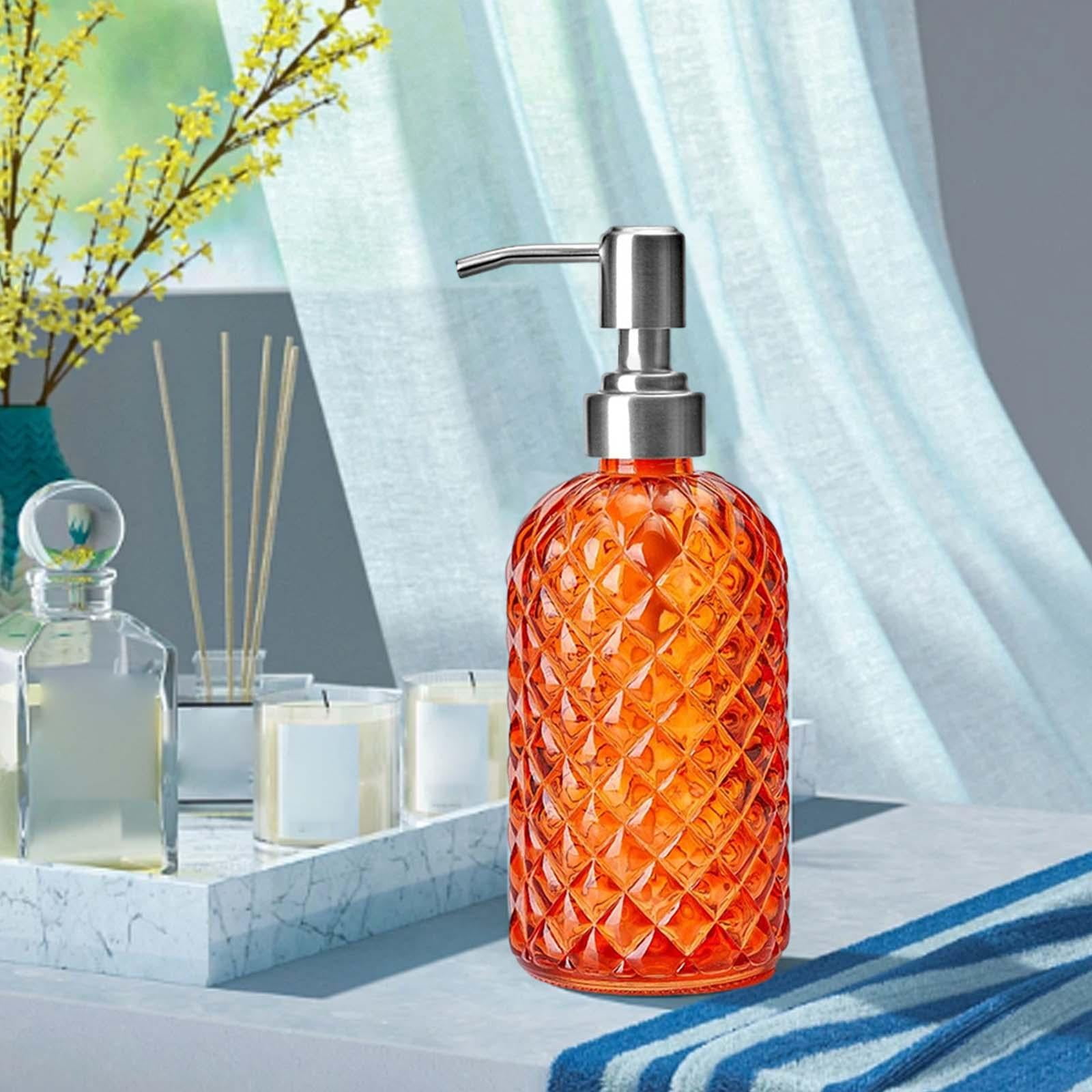 ATJIA 1/2 Pack 16 Oz Glass Refillable Soap Dispenser with Rustproof Stainless Steel Pump for Kitchen and Bathroom