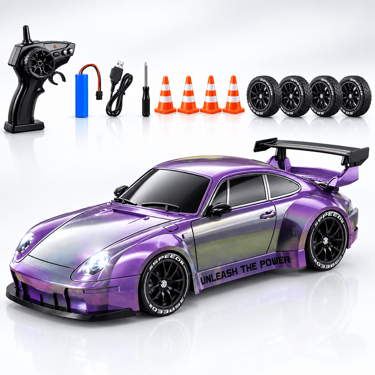 ATJIA 1:24 30KM/H High Speed RC Drift Car 2.4GHz 4WD with LED Light ...
