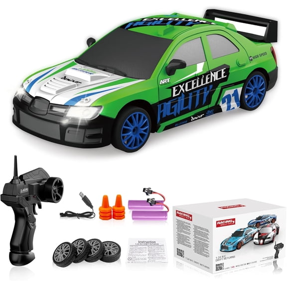 ATJIA 1:24 Scale RC Drift Car 2.4GHz 4WD Remote Control Car 30KM/H High Speed Model Vehicle Drifting Tire Racing Sport Toy