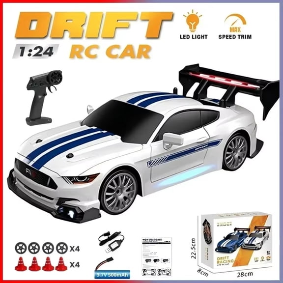 ATJIA 1:24 Scale RC Drift Car 30KM/H 4WD 2.4GHz Remote Control Cars with LED Light High Speed RC Racing Cars Toy